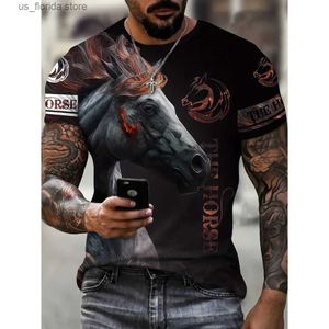 Men's T-Shirts Casual Mens T-Shirt Horse Design 3d Print Summer Outdoor Short Slve Fashion Strt Pullover Oversized Male Clothing T Shirt Y240314