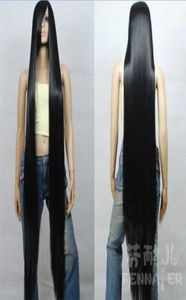 European beauty COS fake hair black long straight hair 150cm oblique bangs one meter five wig spot6963786