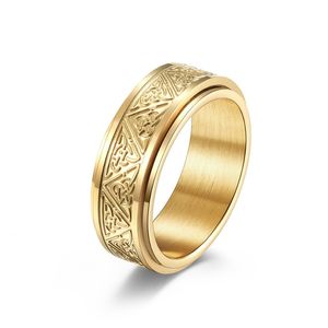 Anéis rotativos banda 8mm nó triangular celta aço inoxidável aliviar ansiedade anel para homens mulheres jóias