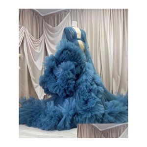 Vestidos Casuais Básicos Vestidos Casuais Imagens Reais Puffy Ruffled Maternidade Tle Robes Qualquer Cor Custom Made Mangas Compridas Big Rffles Pré Dhqtn