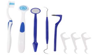 8PcsSet PP Dental Care Kit Tooth Brush Dental Flosser Floss Stain Tongue Picks Mirror Teeth Clean8454034