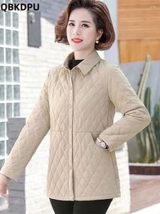 Trench da donna invernali da donna in cotone leggero imbottito Casaco sciolto elegante caldo spesso casual parka coreano bavero corto mamma manica lunga