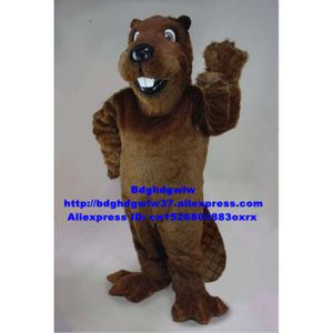 Trajes da mascote marrom escuro barney castor nutria coypu lontra lutra mascote traje personagem adulto figura dos desenhos animados cumprimentar convidados zx2865