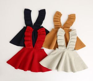 Vieeoase Girls Knittting Dress Kids Clothing 2018 Spring Bow Fashion Setricty Selvedge Princess Dress HX1983435327