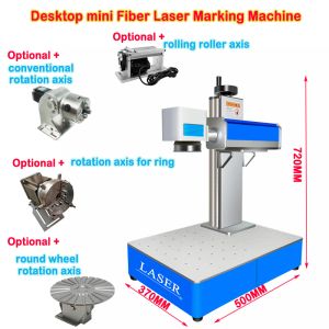 LY 20W 30W 50W Desktop Mini Fiber Laser Marking Machine Upgrade Rotation Axis Rolling Roller Axis Metal Carving Engraving Machine