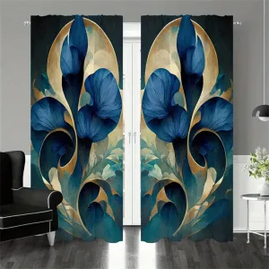 Cortinas personalizadas baratas com 2 painéis flor pintada arte impressa cortinas de janela para sala de estar quarto decoração de casa porta