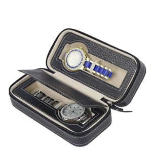 Zippered Luxury Storage Case Organizer Leatherette 2 Slots Watch Box Case Wallet Design Storage Watches Travel Box Sport Easy290u