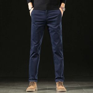 Calças compridas masculinas casuais de alta qualidade, pernas retas soltas, versáteis, resistentes a rugas, elásticas, primavera e outono, calças de negócios