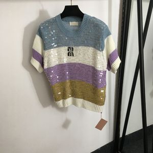 Pullu Tasarımcı Sweater Tees Örgü Tişörtlü Kızlar Güzel Tees Klasik Mektuplar Süsleme Gömlekleri Lüks Kısa Kollu Sweaters Üstler