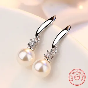 Orecchini a bottone Gioielli in argento sterling 925 da donna di alta qualità Perla di cristallo XY0233