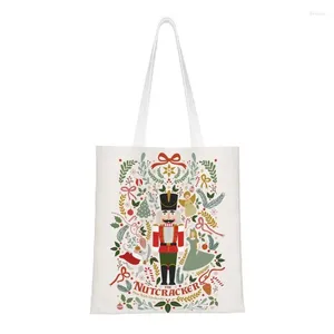 Einkaufstaschen, Motiv: Der Nussknacker, Weihnachts-Einkaufstasche, Damen, lustige Canvas-Shopper-Umhängetasche, Handtaschen mit großer Kapazität