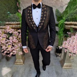 Abiti da uomo Cristalli di lusso Crystals smoking uomini 3 pezzi set da sposo Blazer Slim maschio Maestro FATTO FITTO IN MAGGIO