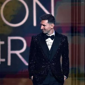 رجال الدعاوى الترتر اللامعة الزفاف للرجال ذروتهم من طية صجر العريس Tuxedos 3 قطع مجموعات الذكور Prom Blazer Slim Fit Terno Masculinos Complete 20kV