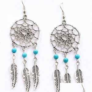 Stud Dreamcatcher Stone Beads Penas Brincos Simples Atmosférico Pingente Charme Drop Jóias Para Mulher Z243 230714 Gota Entrega Dh7Qn