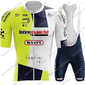 Racing Set Team Wanty Cycling Jersey 2024 Set Short Sleeve Biniam Girmay Belgien Klädcykel Skjorta Suit Bicycle Bib Shorts