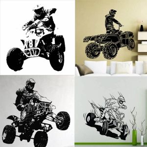 Çıkartmalar Dörtlü Bisiklet ATV Racing Rider Ekstrem Spor Duvar Çıkartması 4 Tekerlekli Yol Vinil Sticker Art Dekor Ev Duvar Vali