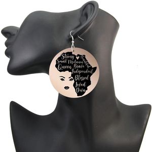 SOMESOOR Delta Girl African Sorority Orecchini pendenti in legno Zeta Beta Capelli afro Stampa Black Queen Radici Stampate Donna Loop Gioielli 240311