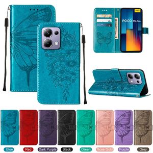 PU Leather Wallet Cases For Redmi A3 Note 13 4G 5G 13 Plus POCO X6 Pro K70E Google Pixel 9 Pro ID Card Slot Fashion Butterfly Flower Print Girls Lady Holder Flip Cover Pouch