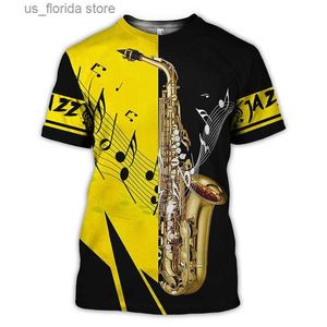 Homens camisetas Música Saxofone Gráfico T-shirt para Homens Strtwear Harajuku Moda Hip Hop Curto Slve Mulheres Roupas Casuais Oversized Camiseta Y240321