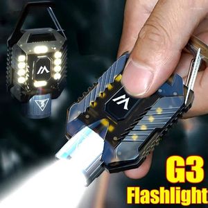 Taschenlampen Taschenlampen Mini LED Aluminiumlegierung COB Arbeitslichter USB wiederaufladbar 3 Modi Schlüsselanhänger Lampe tragbar für Outdoor Camping