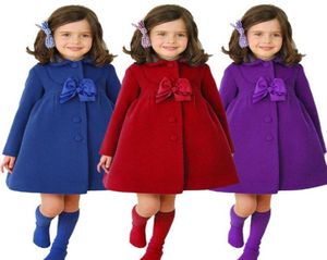 Çocuk Tasarımcı Giysileri Kızlar Büyük Yay Paltolar Solid Toddler Ceket Uzun Kollu Çocuk Çıkarlar Wint7389125