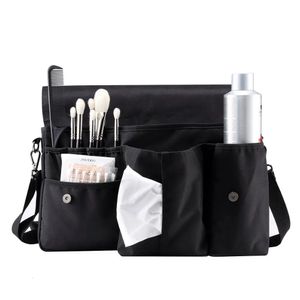 Rownyeon bolsa para maquiagem artística, armazenamento de pincéis de cintura para estúdio de cabelo com suporte para bolso de tecido 240229