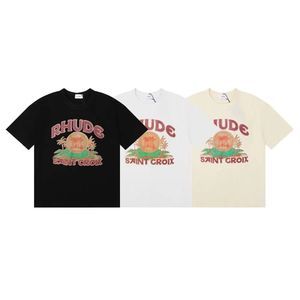 rhude erkek tişörtler erkek gömlek tasarımcı tişört açık saf pamuk tees baskı yuvarlak boyunlu kısa kollu gündelik spor sweatshirt lüks çiftler aynı kıyafetler