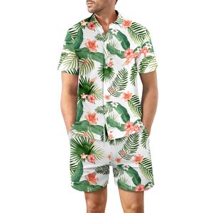 Designer kostym europeisk herr casual lös skjorta set hawaii strand tryckt mode tvådelar w3lh