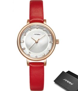 Women Watches Simple Ripple Diamond Dial Small Elegant Ladies Watch Red White Leather Quartz Wristwatch Female Gifts