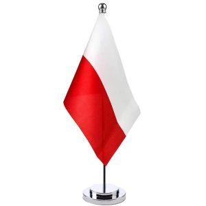 Tillbehör 14x21cm Office Desk Small Polen Country Banner Meeting Room Boardroom Table Standing Pole Den polska flaggan