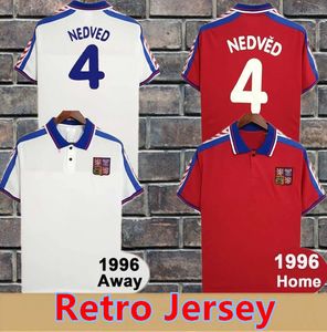 Retro Soccer Jerseys Czech Republic 1996 1997 Vintage Uniform #18 Novotny #4 Nedved #8 Poborsky #19 Frydek S-2xl 96 97 Home Red Classic Football Shirt