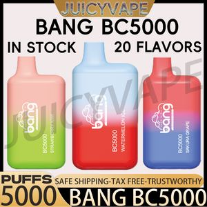 Original Bang BC5000 Kit Vape Descartável 20 Sabores 5k Puffs Recarregável 650mAh Bateria Pré-preenchida 13ml Cartucho Pod Vape Pen vs tornado 7k 9k bangking 12k bc 5k 15k