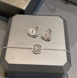 2024 Luxuriöse hochwertige Charm-Anhänger-Halskette mit Diamant-Armband-Ohrstecker in runder Form in zwei Farben plattiert mit Stempel PS3152B