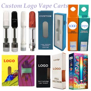 Özelleştirilmiş vape kartuşları 1ml 0.8ml 0.5ml 2ml arabalar e-sigara özel logo boş seramik bobin 510 iplik atomizer ambalaj kutusu mylar torbalar oem kalın yağ kartuşu