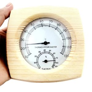 Bilancia Termometro in legno per sauna e spa finlandese Custodia in legno di cedro naturale Scala 120 gradi Celsius
