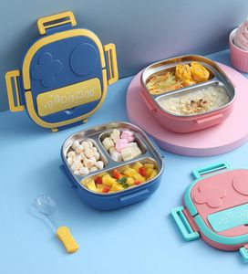 Robot Modelling Lunch Box For Kids School Microwave Rostfritt stål 304 Fack Bento Box Sallad Fruit Container Box6225270