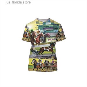 Herr t-shirts nyaste djurhäst 3d tryck grafik t skjortor för män kvinnor avslappnad personlighet strtwear t toppar korta slve överdimensionerade tshirt y240321