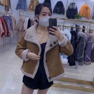 Lamb New For Particle Composite Leather And Wool Integrated Sheep Cut Fleece Coat Short Haining Fur Women's Thick 9944