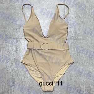 Badge Bikini Khaki gglies V For ggs gucccis gccci gu Swimsuit With Letter cci Belt Deep guc Neck Swimwear ci Women Sexy Backless guucci gucc 96DY