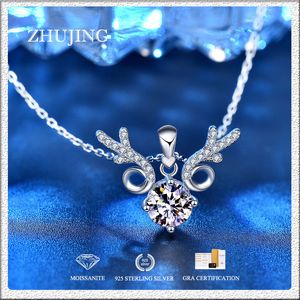 925 Sterling Silver Moissanite Elk Head Pendant Halsband för kvinnor Designer Jewelry Christmas Gift