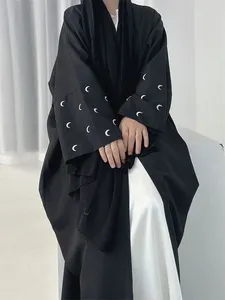 Etniska kläder Ramadan Black Moon Abaya Kimono Kebaya Turkiet Islam Muslim Modest Dress Damen Prayer Clothes Women Kaftans Robe Femme