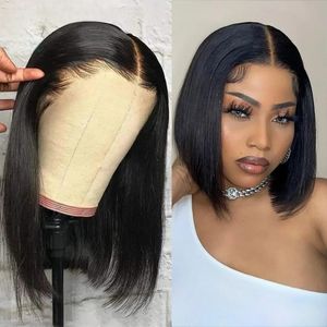 Cosdelu Glueless Short Bob 5x5 Closure Closure Wigs جاهزة لارتداء البرازيلية REMY 13x6 الشفافة على التوالي