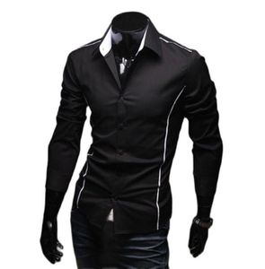 Piping Fit Shirts 5902 Muscle Men039s Shirt Edge Sleeve Luxury Dress Casual Designer 3 Stylish Color Long TShirts1976239