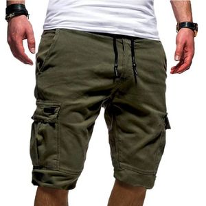 Summer Mens Shorts Fashion Solid Cargo Shorts Mens Clothing Lace Up Casual Pants Multiple Pockets Workwear 240312