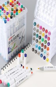 Alkoholbaserade konstmarkörer med dubbla spetsar Permanent Marker Pen Highlighters med Case Perfect for Illustration Coloring Sketching Card MA1491950