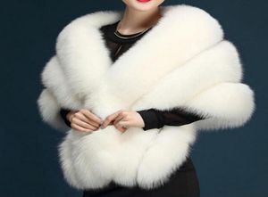 2020 Women Bolero Bridal Shawl Faux Fur Wrap Bolero Wedding Cape Bridal Shawl Futro Zima Ivory Cloak Bolero4167708