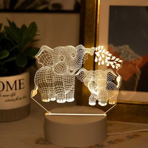 Table Lamps USB-powered 3D Elephant Night Light - Unique Table Lamp for Home Decoration Ideal Gift for Animal Lovers