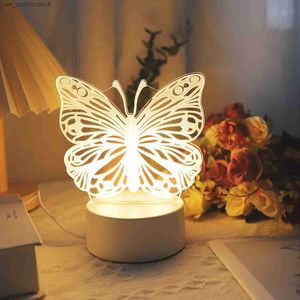 Lampy stołowe 1PC 3D Butterfly Mini Night Light Nowoczesna lampa stołowa z kontrolą dotykową do urodzin Prezent Dekorowanie domu