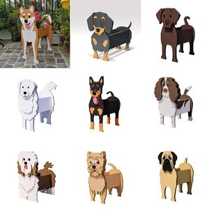 Garden Flower Pot Dog Shape Planter Shiba inu Mastiff Cain Terrier Havanese Vase Pots DIY PVC Flower Planters Garden Home Decor 240311