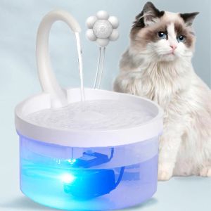 Fornisce erogatore d'acqua per gatti LED a luce blu alimentato tramite USB Fontana per gatti con fontana per bere automatica per gatti con induzione del filtro del sensore